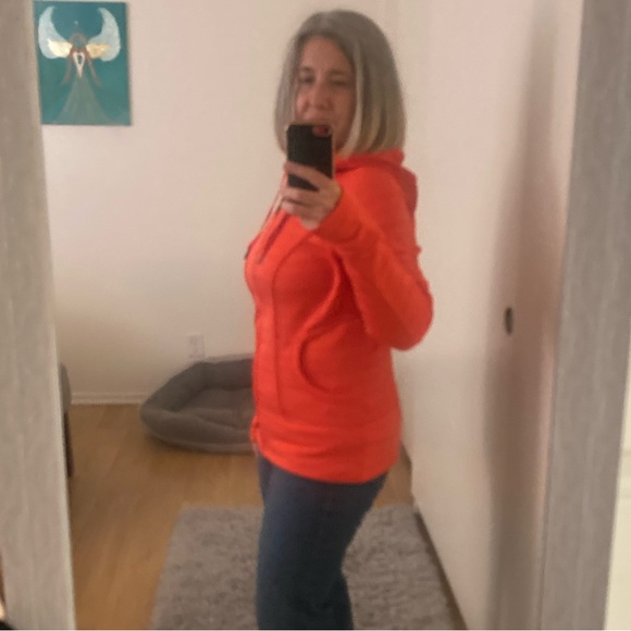 Athleta hoodie in bright orange, size Medium, but fits small/fitted. - Picture 11 of 11